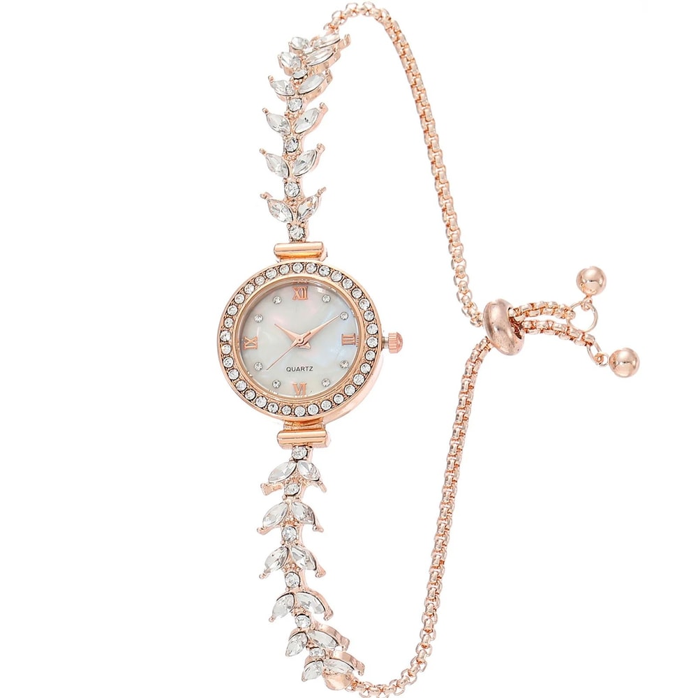 Womens Diamond Inlaid Quartz Crystal Wristwatch 8