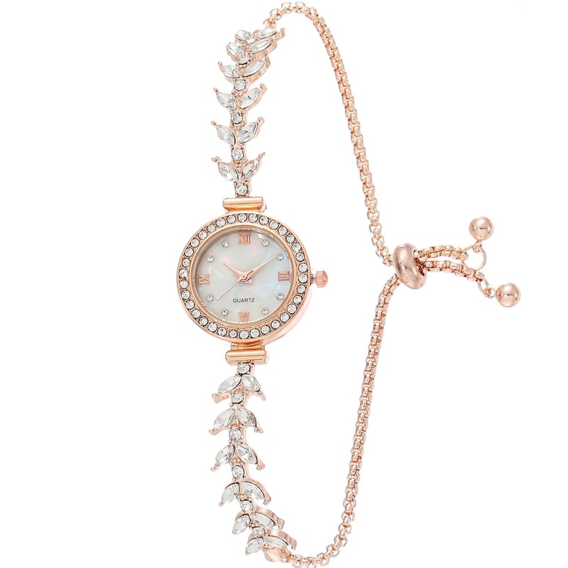 Womens Diamond Inlaid Quartz Crystal Wristwatch 8