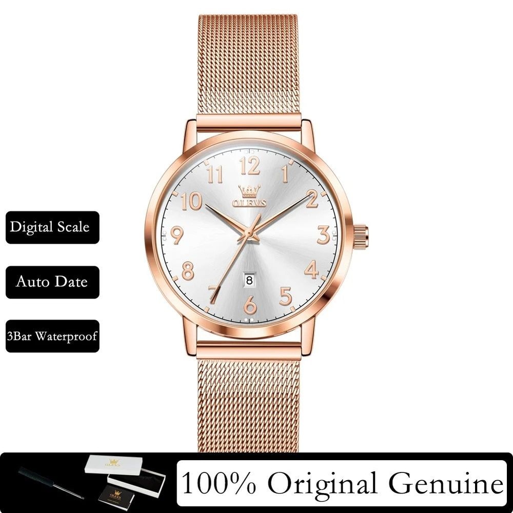 Elegant Rose Gold Quartz Bracelet Watch 0