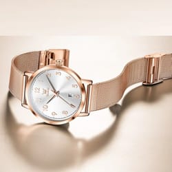 elegant rose gold quartz bracelet watch