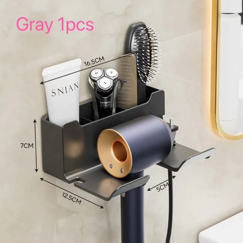 Wall Mounted MultiFunctional Hair Dryer Tool Organizer 9