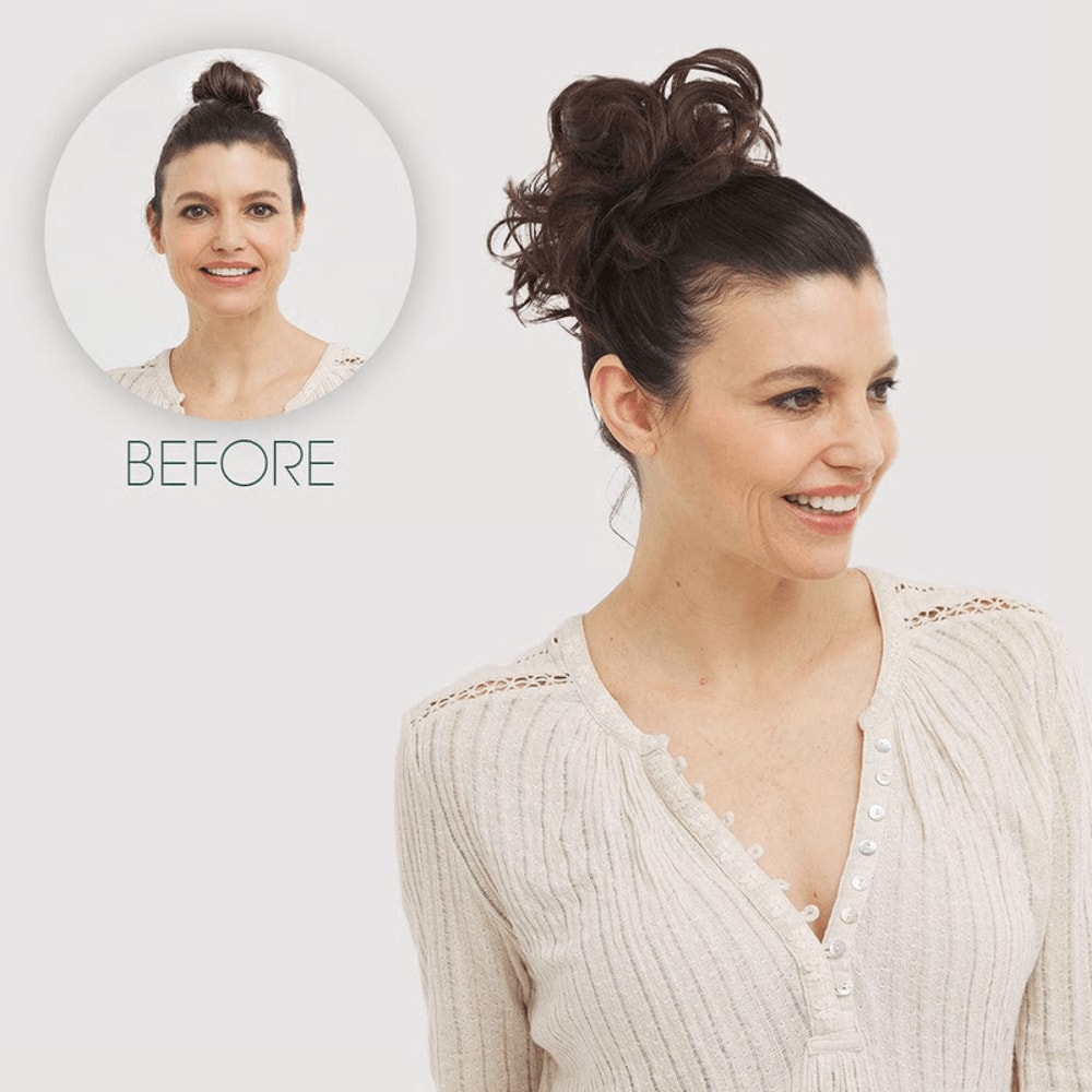 Romantic Rose Bun Hair Scrunchie Fashion Floral Hair Bun Accessory 12