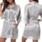 Womens Glossy Ice Silk Nightgown Robe 7
