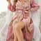 Womens Sophisticated Floral Silk Long Robe 0