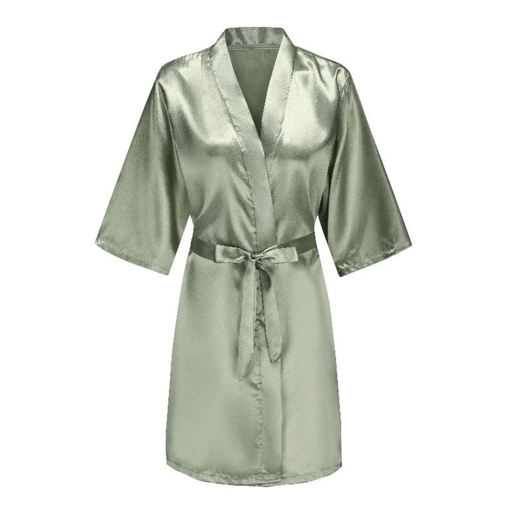 Womens Grass Green Bride And Bridesmaid Satin Robes 5