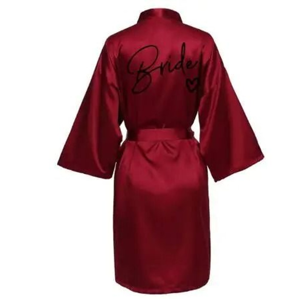 Womens Team Bride Satin Kimono Robe 12