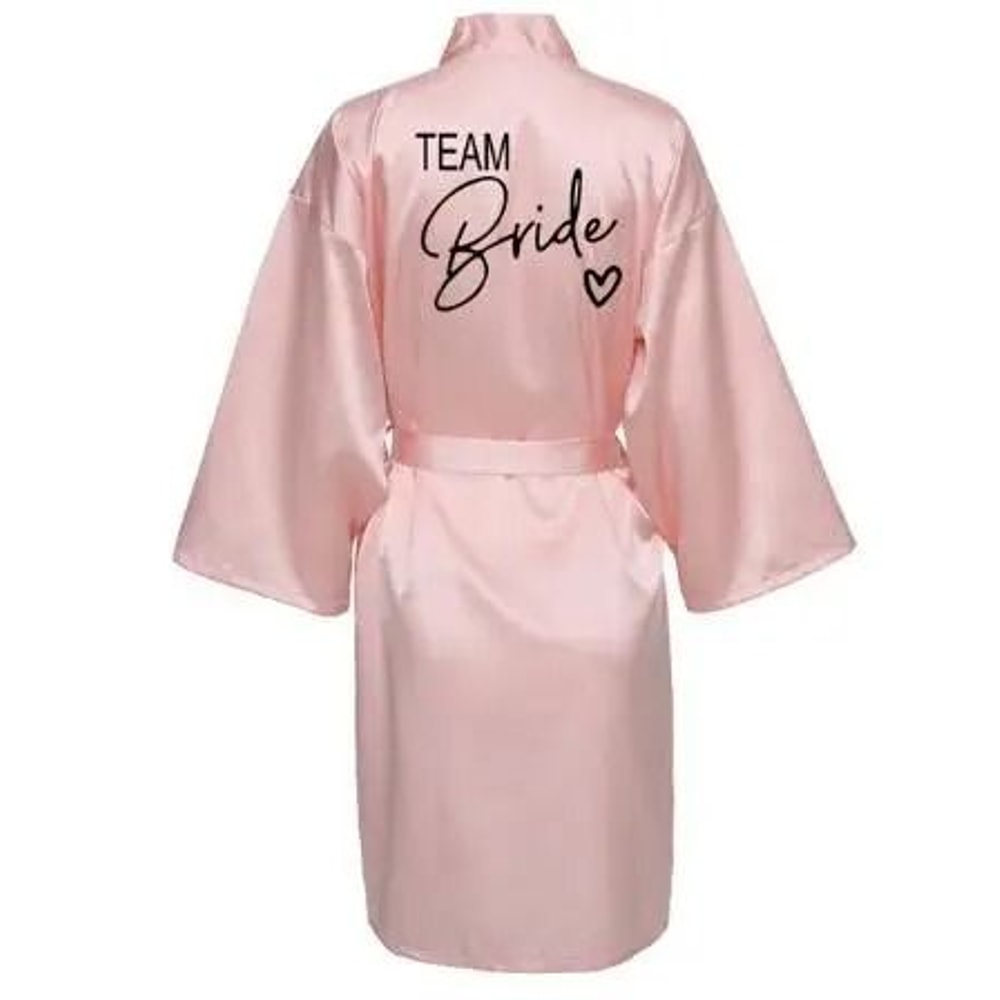 Womens Team Bride Satin Kimono Robe 14
