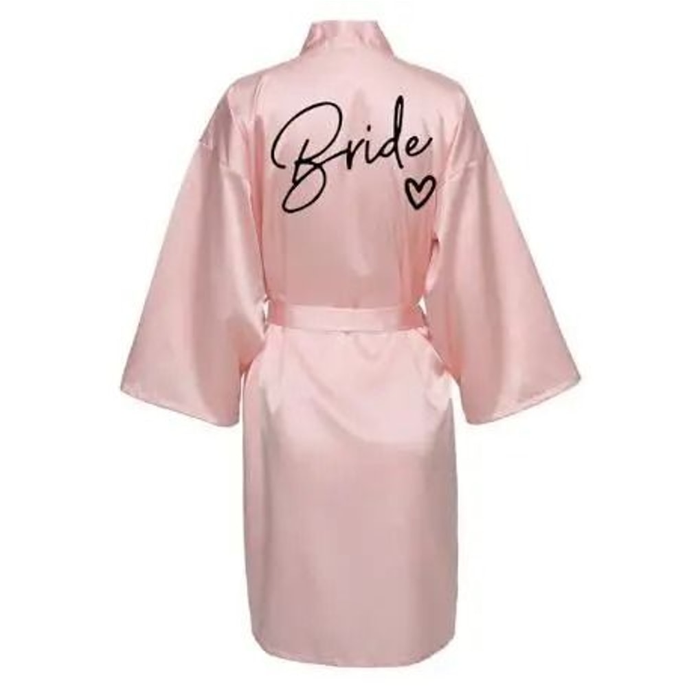 Womens Team Bride Satin Kimono Robe 15