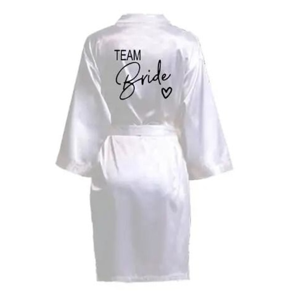 Womens Team Bride Satin Kimono Robe 7