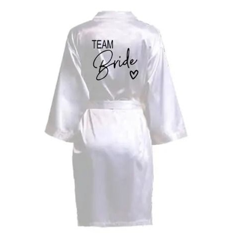 Womens Team Bride Satin Kimono Robe 7