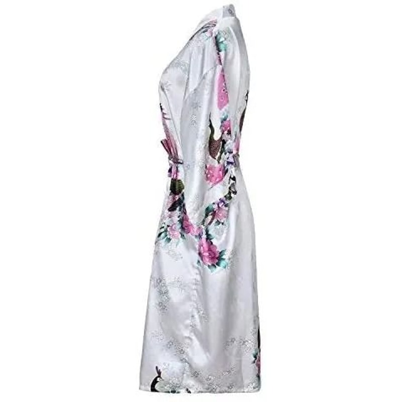 Womens Floral Silk Satin Wedding Robe 2