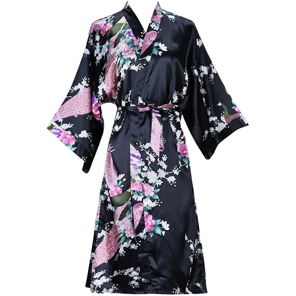 Womens Floral Silk Satin Wedding Robe 6