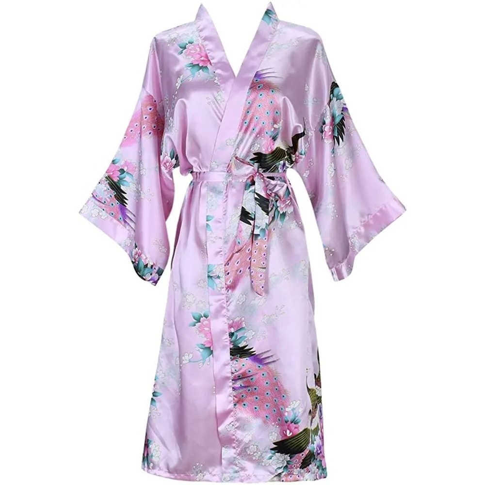 Womens Floral Silk Satin Wedding Robe 8