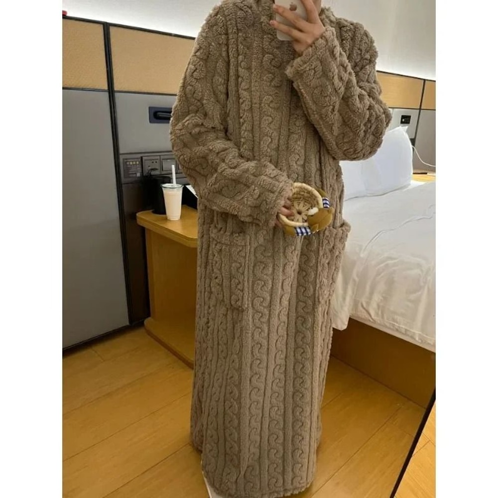 Womens Thickened Winter Coral Velvet Sleeping Gown 5