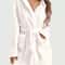 Womens Cozy Hooded Solid Color Fleece Robe 11