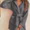 Womens Cozy Hooded Solid Color Fleece Robe 5