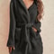Womens Cozy Hooded Solid Color Fleece Robe 7