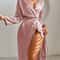 Womens Elegant Belted Satin Silky Bathrobe 9