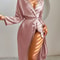Womens Elegant Belted Satin Silky Bathrobe 2