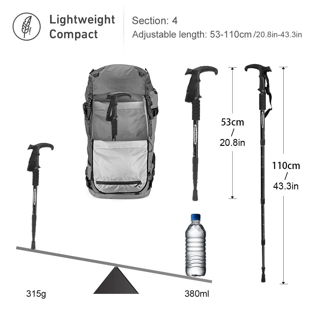 Unisex 4 Section Portable Folding Trekking Pole 1