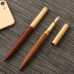 handcrafted rosewood and bronze fineline fountain pen