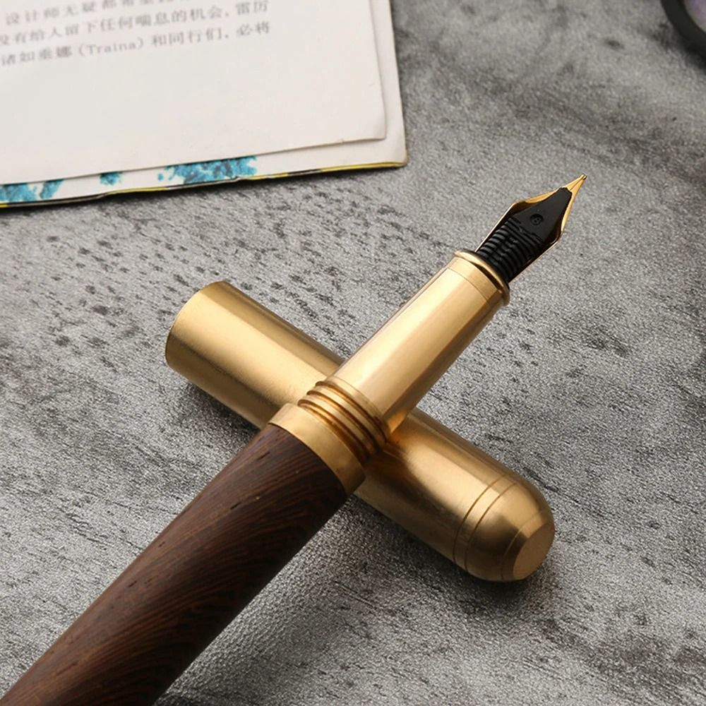 Handcrafted Rosewood And Bronze Fineline Fountain Pen 5