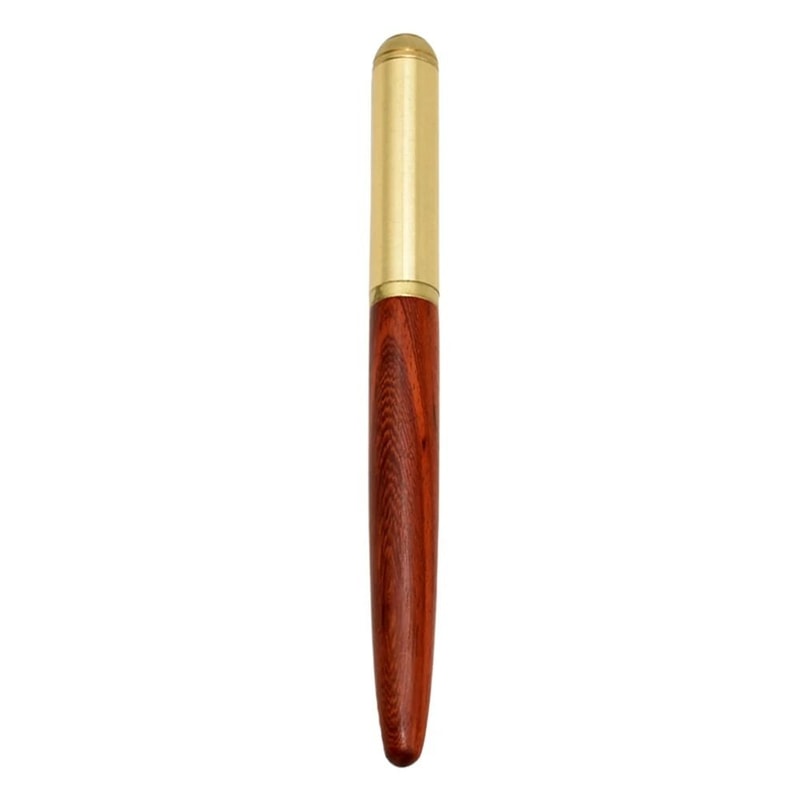 Handcrafted Rosewood And Bronze Fineline Fountain Pen 7