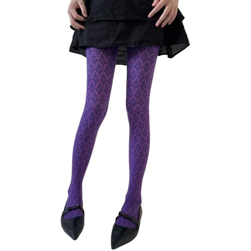 Ornate Botanical Jacquard Patterned Hosiery 10