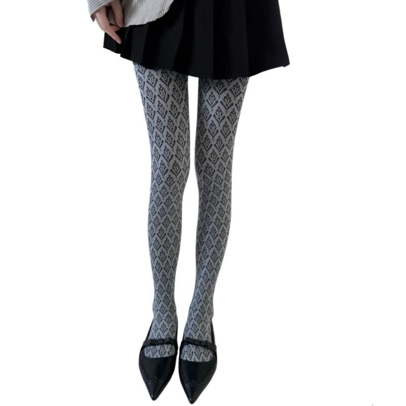 Ornate Botanical Jacquard Patterned Hosiery 7