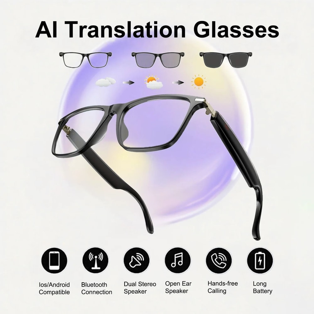Panoramic Photochromic AI Multilingual Translation Glasses 0