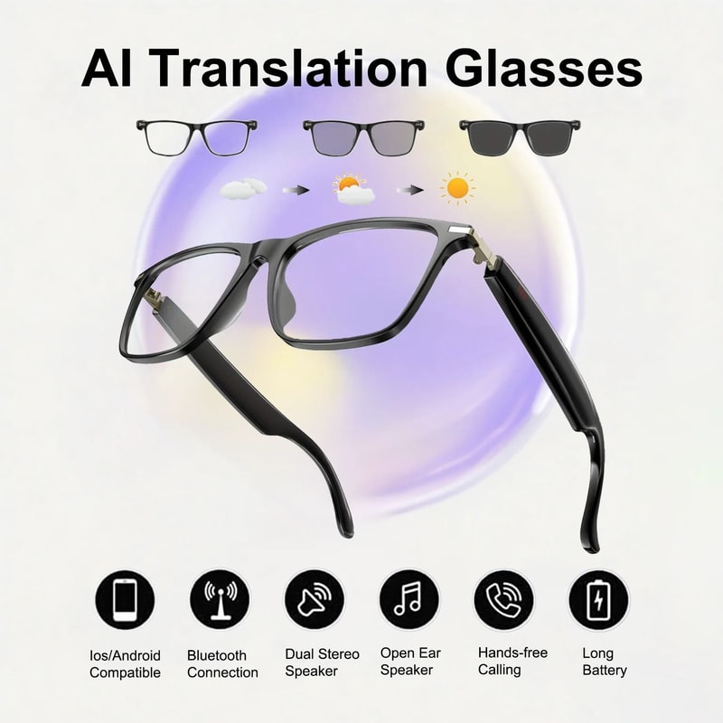 Panoramic Photochromic AI Multilingual Translation Glasses 0