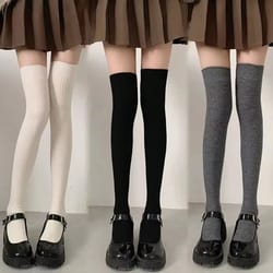 vertical texture visual lengthening over knee socks