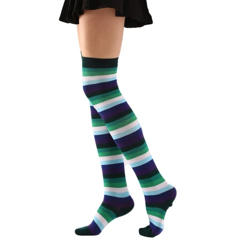 Vibrant Multi Tone Over Knee Aesthetic Socks 9
