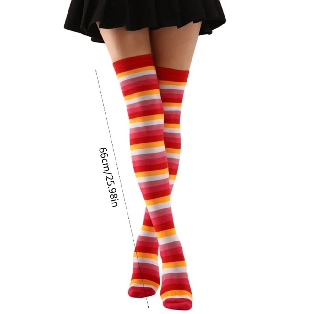 Vibrant Multi Tone Over Knee Aesthetic Socks 5
