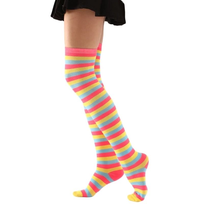 Vibrant Multi Tone Over Knee Aesthetic Socks 8