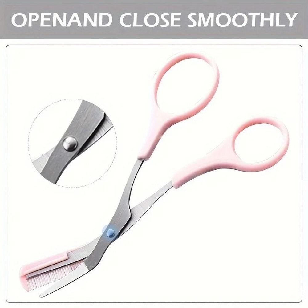 Pink Precision Brow Sculpting Scissors With Integrated Comb 3