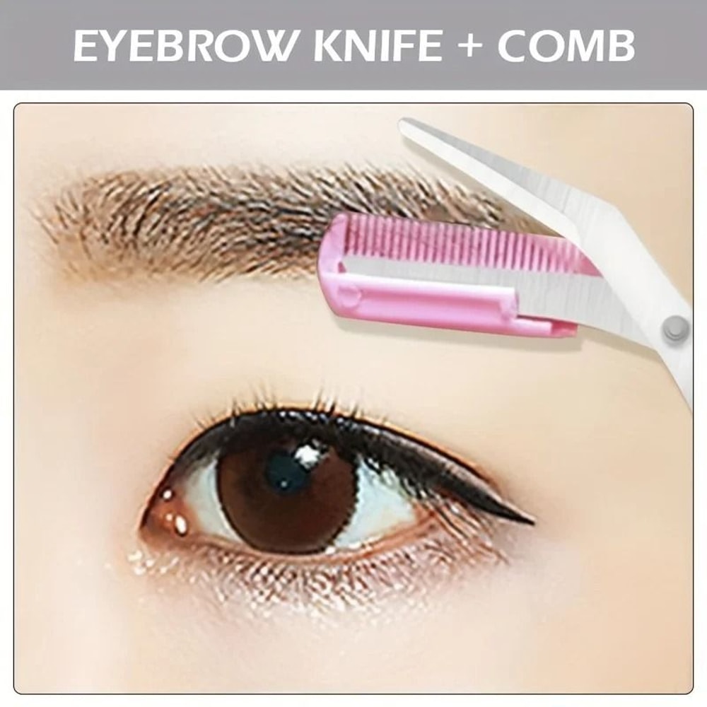 Pink Precision Brow Sculpting Scissors With Integrated Comb 4