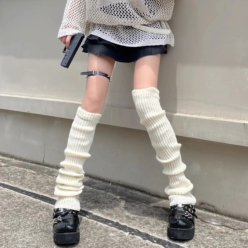 Ribbed Knit Lolita Leg Warmers And Boot Cuffs 3