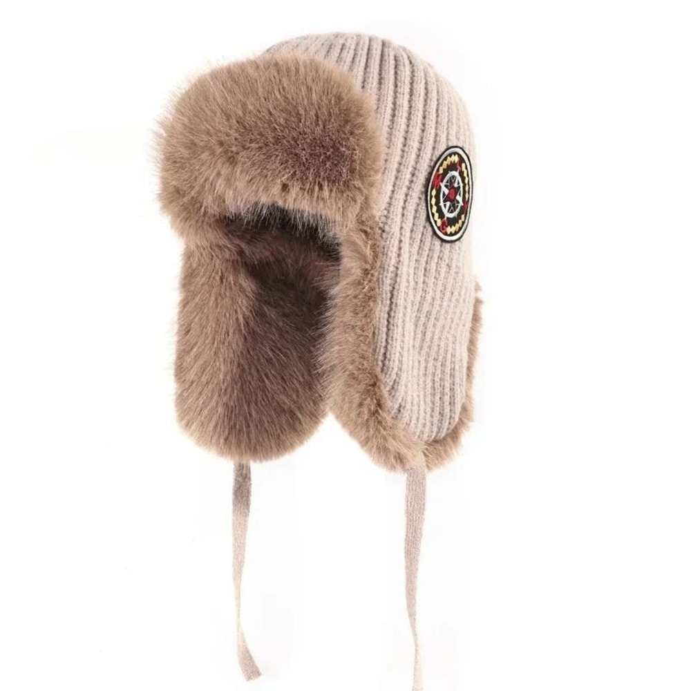 Thickened Knit Earflap Plush Winter Hat 13