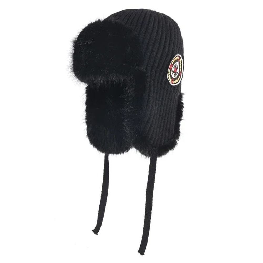 Thickened Knit Earflap Plush Winter Hat 16