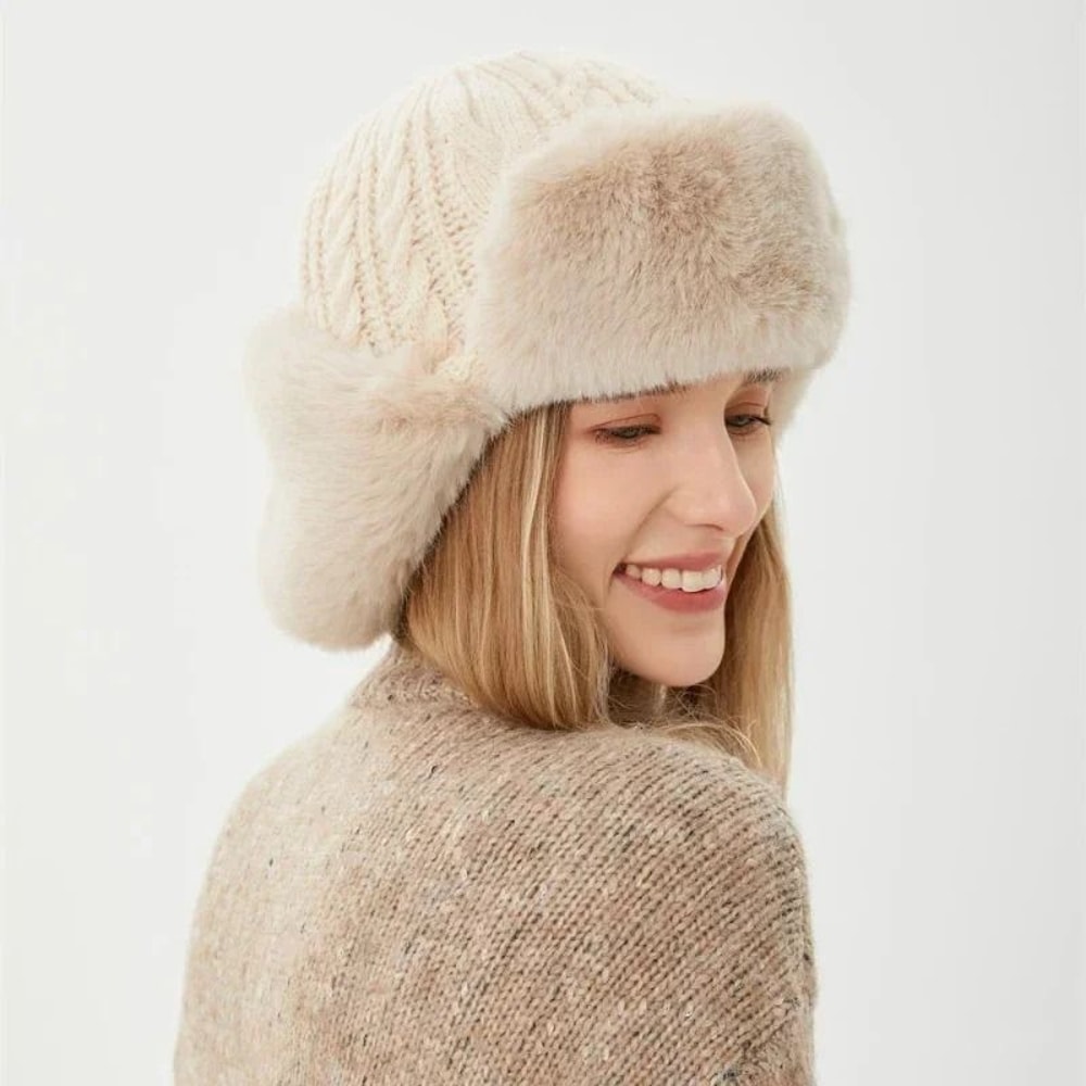 Thickened Knit Earflap Plush Winter Hat 17