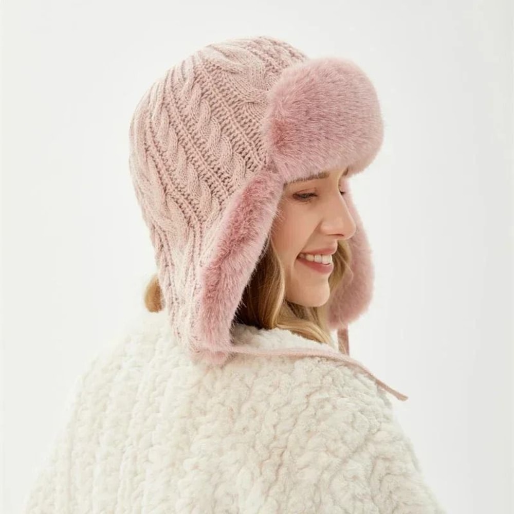 Thickened Knit Earflap Plush Winter Hat 4