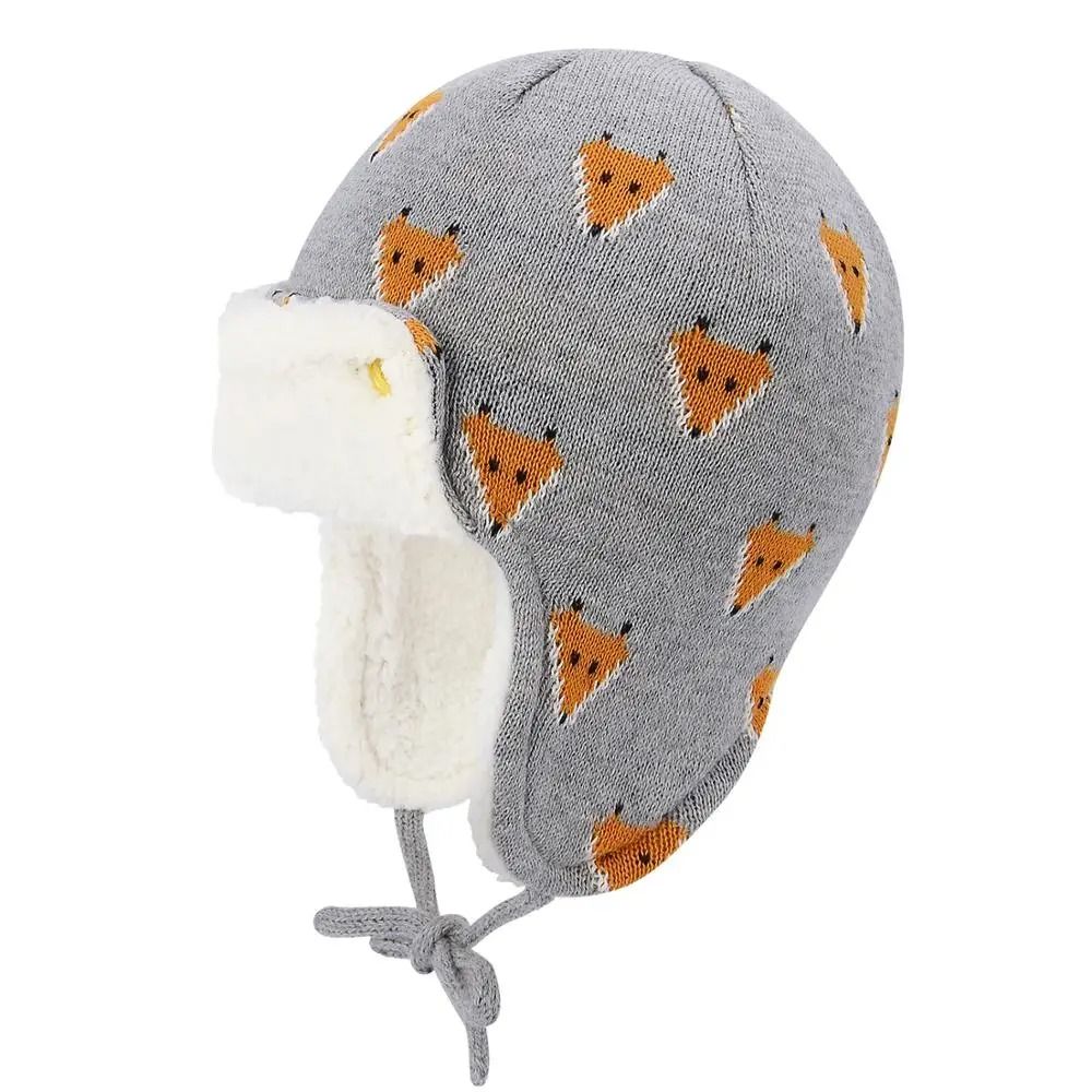 Plush Animal Character Infant Thermal Pilot Cap 3