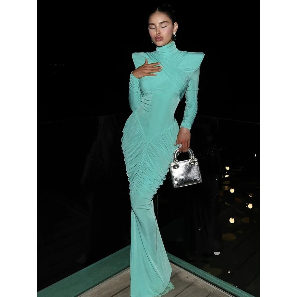 Elegant Ruched Open Back Maxi Dress 3