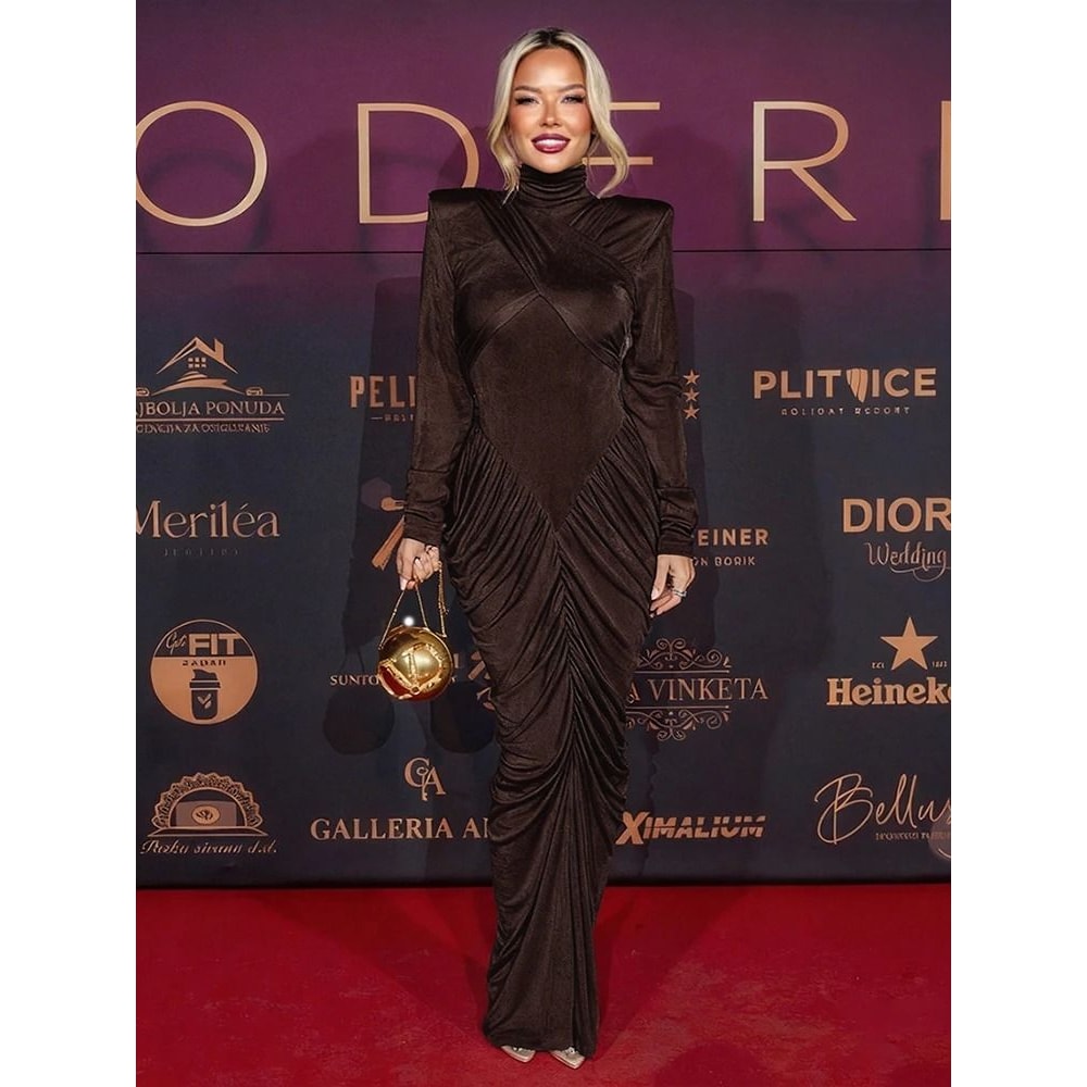 Elegant Ruched Open Back Maxi Dress 8