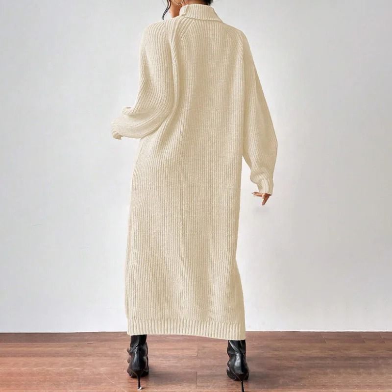Heavy Gauge Chunky Knit Turtleneck Maxi Dress 1