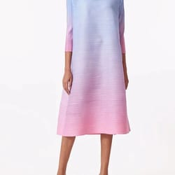gradient pleated high fashion mid calf dress