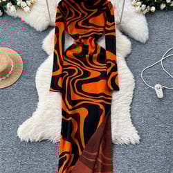 geometric print zippered bodycon party dress