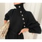 Elegant Lace Up Button Detail Sweater Dress 4