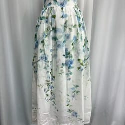 watercolor floral linen high waist midi skirt
